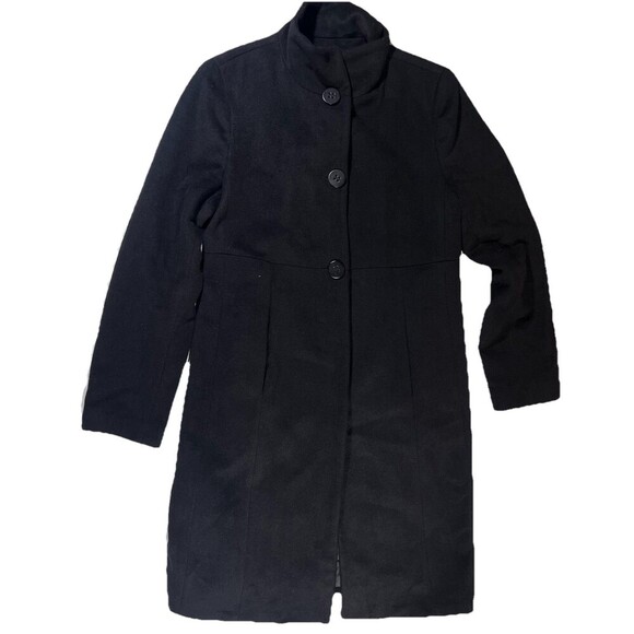 Calvin Klein Black Overcoat Peacoat Button Front Wool Blend Women's Size 10 - Picture 1 of 10